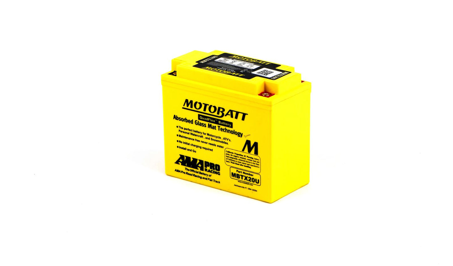 Motobatt Battery MBTX20U 12v 22.3Ah (20Hr) CCA:320A YTX20LBS, YB16A L:175mm x H:155mm x W:87mm