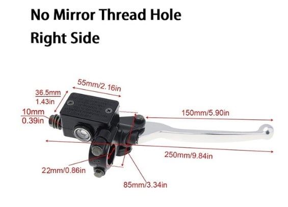 FRONT BRAKE MASTER CYLINDER, UNIVERSAL NO MIRROR MOUNT