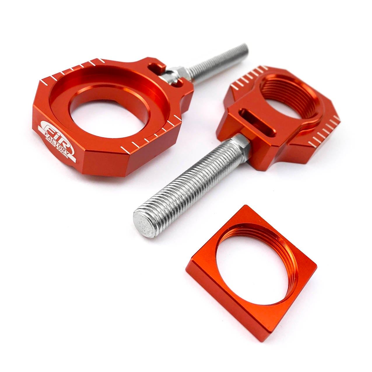 CHAIN ADJUSTER AXLE BLOCK & BOLT KTM SXF 13-21,  ASRAB-19 ORANGE