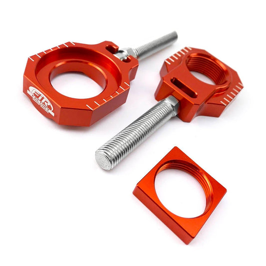 CHAIN ADJUSTER AXLE BLOCK & BOLT KTM SXF 13-21,  ASRAB-19 ORANGE