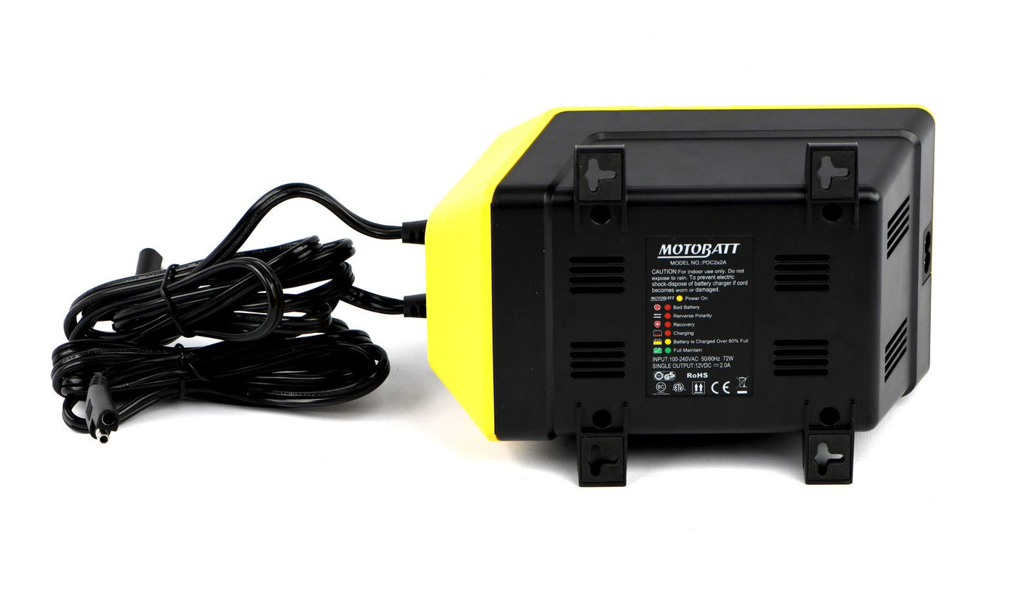 Motobatt PDC2x2A Dual Bank Battery Charger, 9 Stage 2.0A