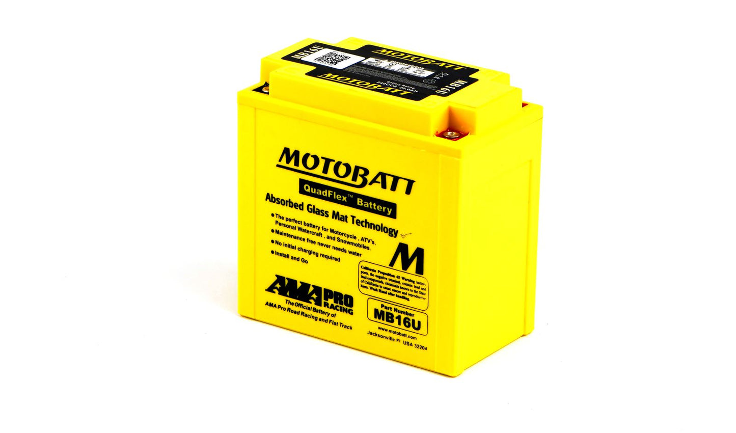 Motobatt Battery MB16U 12v 21.2Ah (20Hr) CCA:250A YB16BA L:160mm x H:161mm x W:90mm