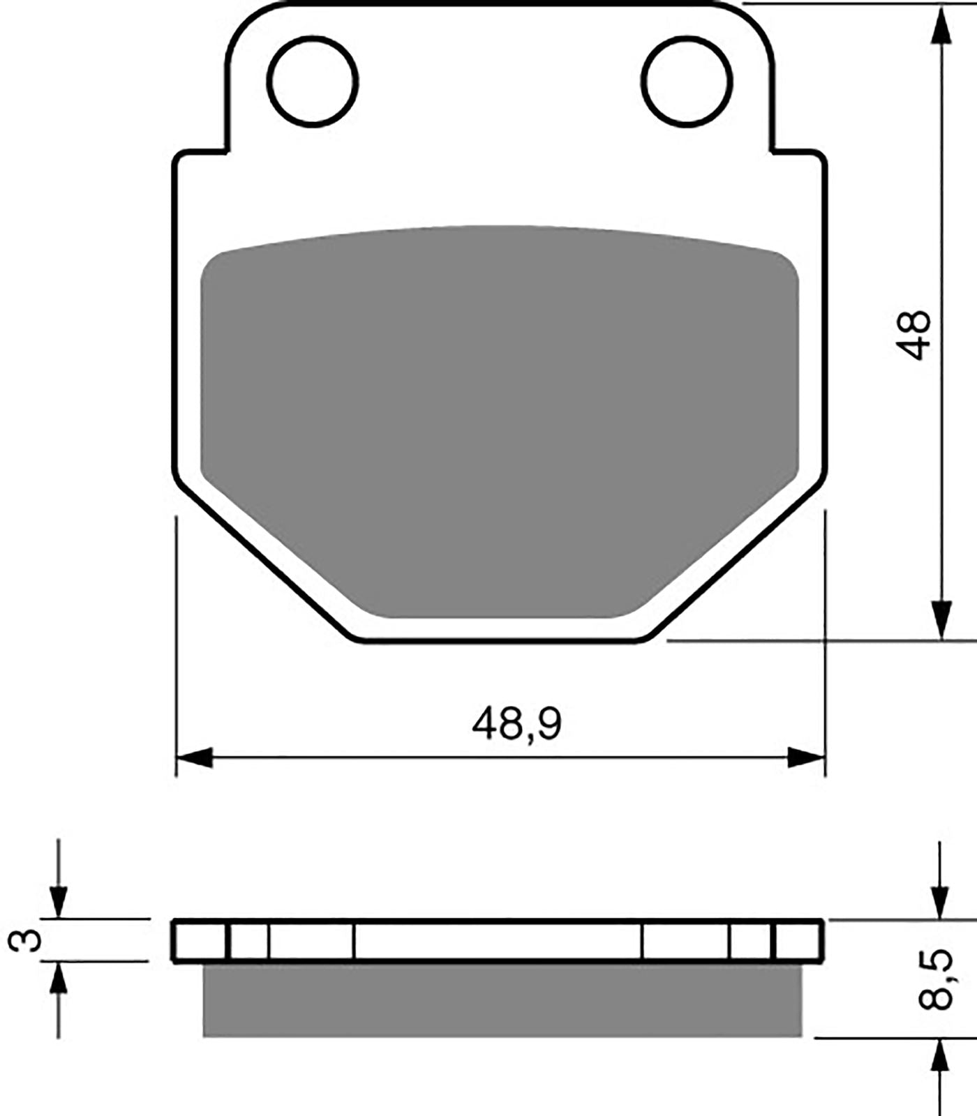 Goldfren Brake Pads AD344 as fitted to chinese caliper 49mm x 48mm
