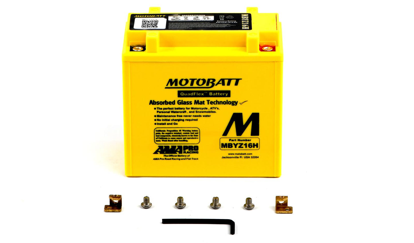 Motobatt Battery MBYZ16H 12v 17.5Ah (20Hr) CCA:240A YTX14BS YTX14LBS L:151mm x H:145mm x W:87mm