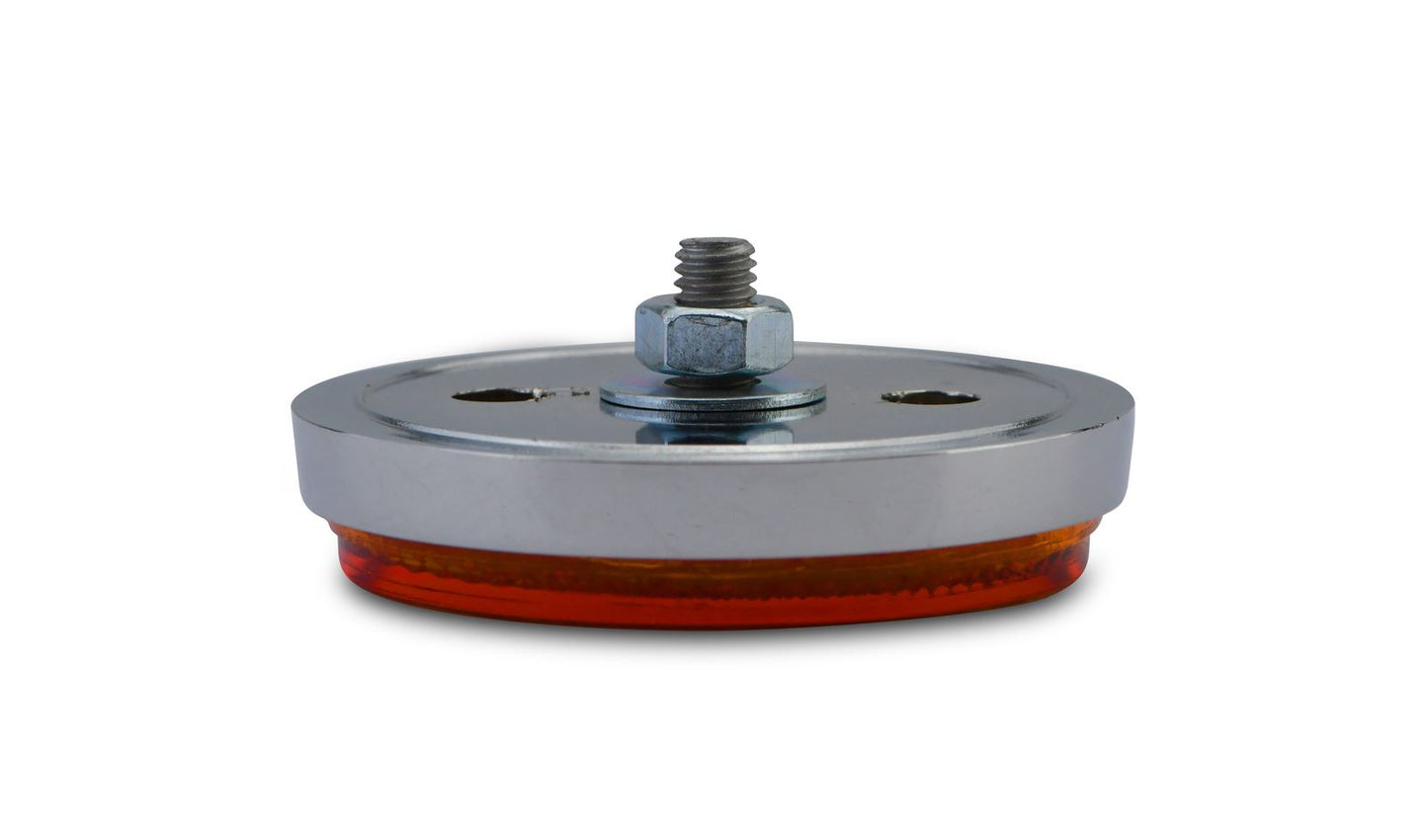 Reflector Orange Round Bolt-on Chrome Rim OD 60mm 6mm Bolt