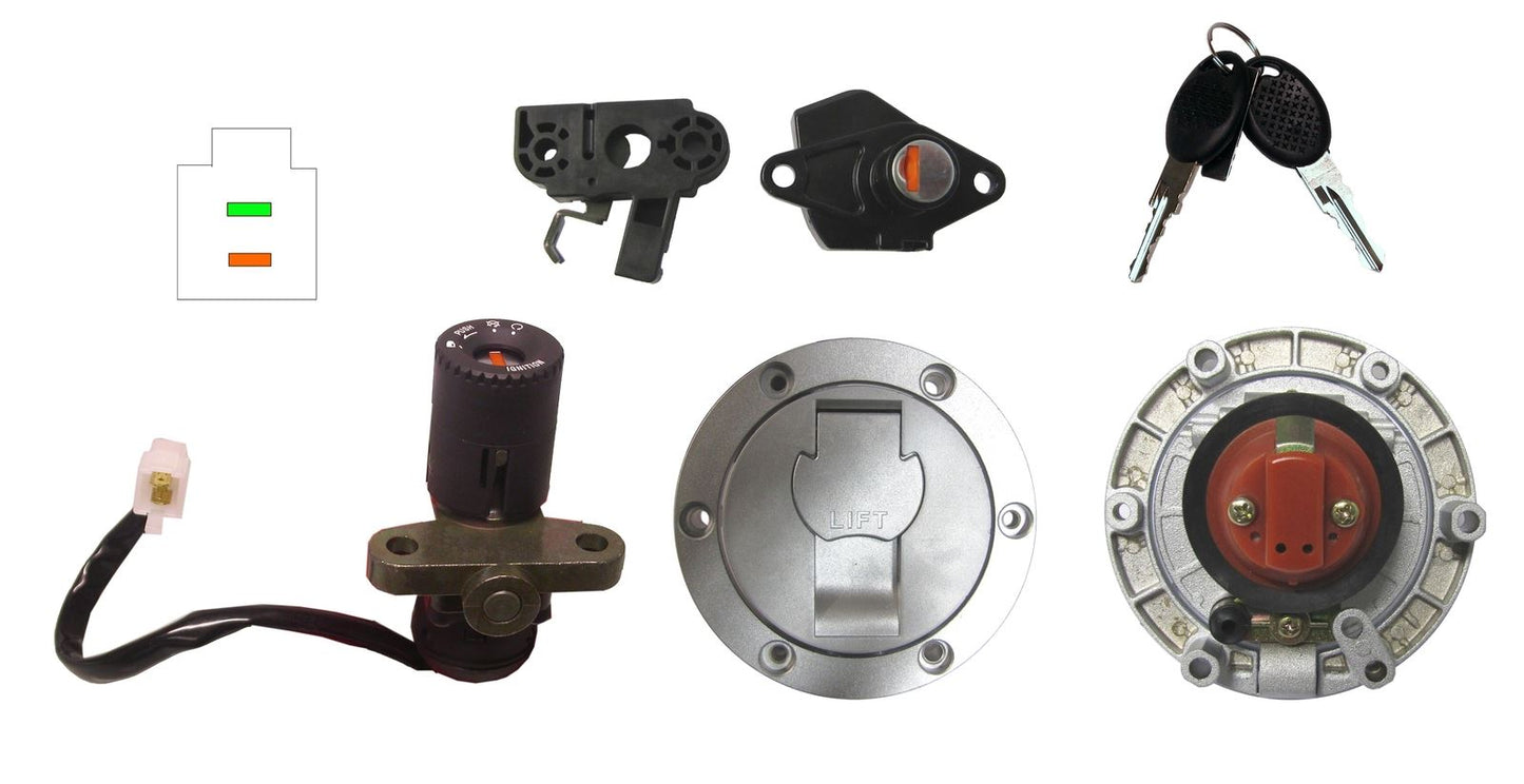 Ignition Switch Lock Set inc Petrol Cap & Seat Lock Aprilia RS125 99-05 (2 Wires)