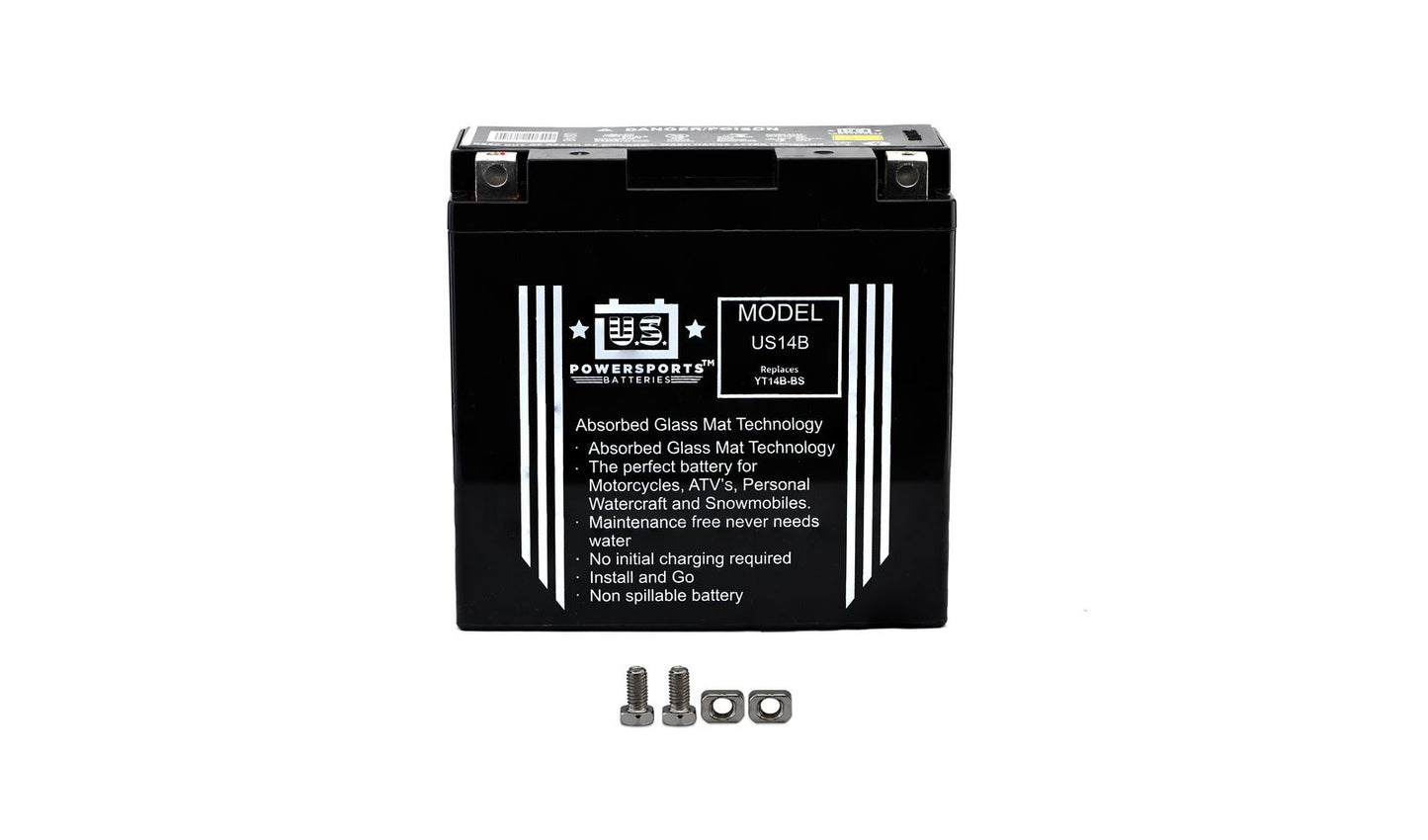 MTX Power/ US Powersports Battery XT14B-4/ US14B Sealed 12v 14.0AH CCA:180A L:151mm H:144mm W:69mm CT14B-4, CT14B-BS