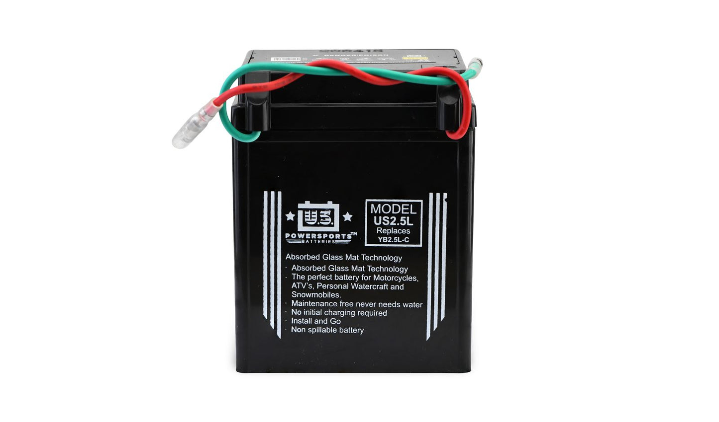 MTX Power/ US Powersports Battery XB2.5L-C/ US2.5L Sealed 12v 2.5AH CCA:25A L:81mm H:102mm W:77mm CB2.5L-C