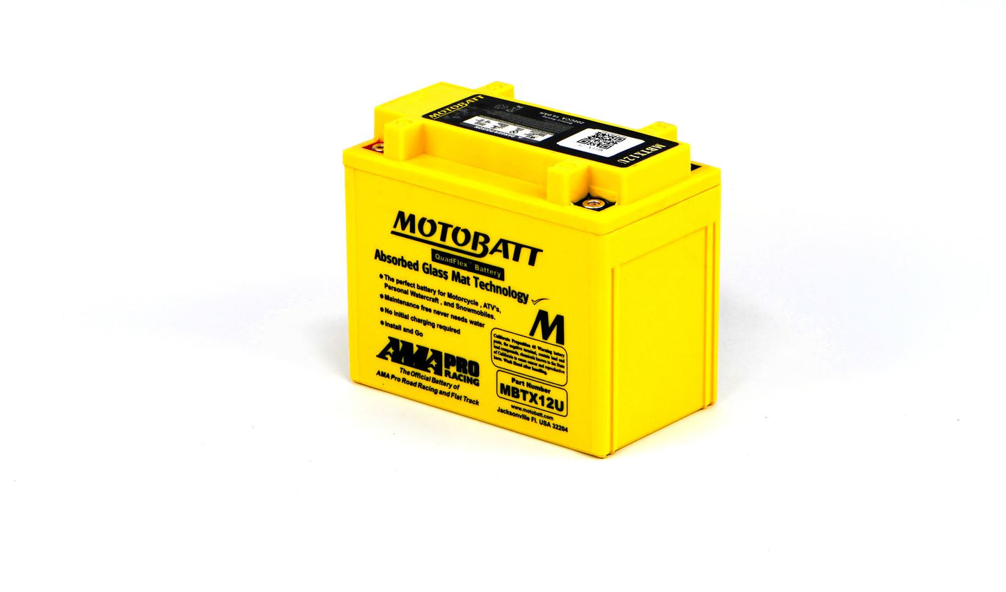 Motobatt Battery MBTX12U 12v 14.8Ah (20Hr) CCA:210A YB12BB2, YTX12BS L:151mm x H:130mm x W:87mm