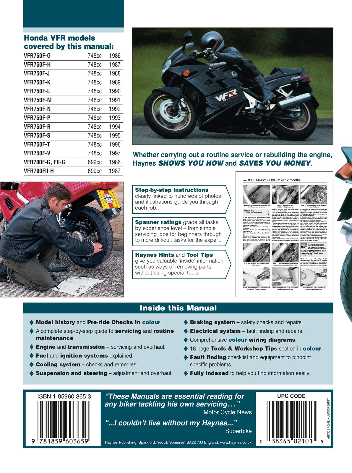 Haynes Manual Honda VFR750F 86-97