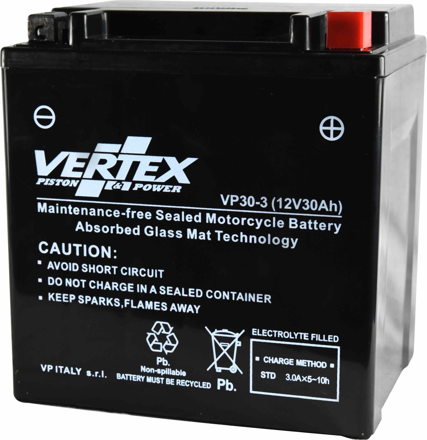 Vertex VP30-3 Battery replaces CTX30L/CTX30L-BS (L:168 mm x W:127 mm x H:176 mm)