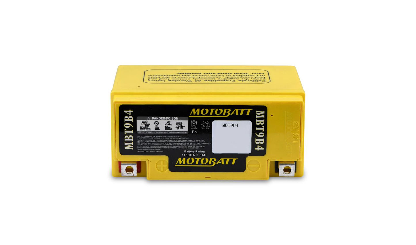 Motobatt Battery MBT9B4 12v 9.5Ah (20Hr) CCA:140A YT9BBS, YT9B4 L:150mm x H:105mm x W:70mm