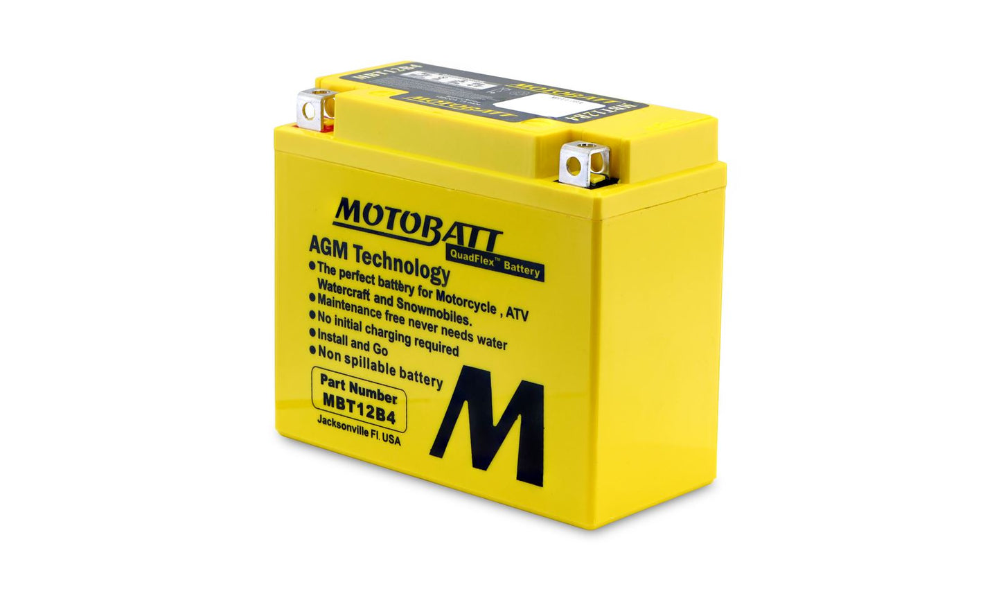 Motobatt Battery MBT12B4 12v 12.7Ah (20Hr) CCA:165A YT12BBS, YT12B4 L:150mm x H:130mm x W:70mm