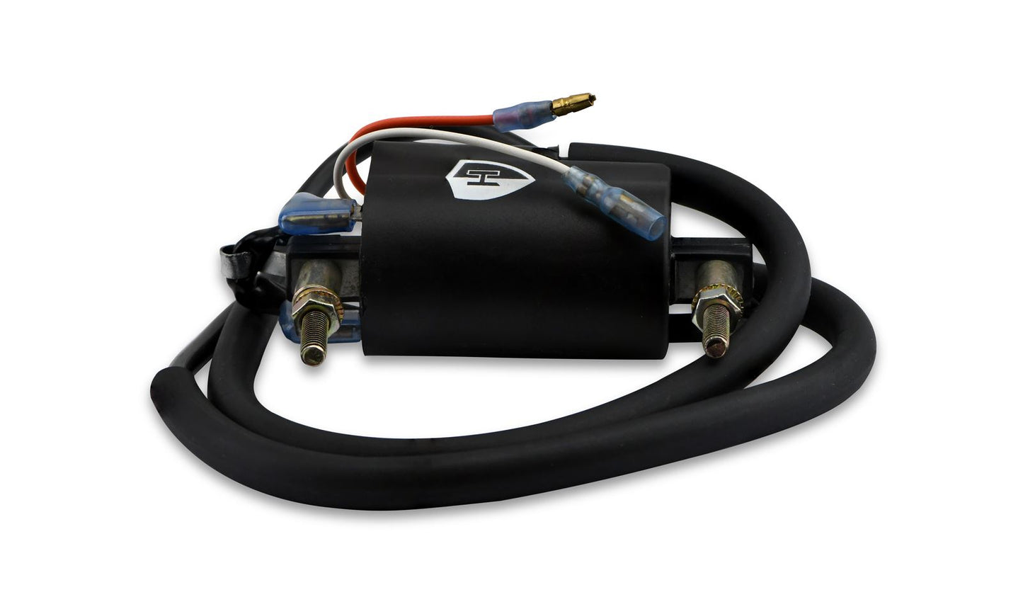 Ignition Coil 12v Points Twin Lead 2 Wires (90mm Centres) (P: 5.11Oh, S: 17.55KOh)