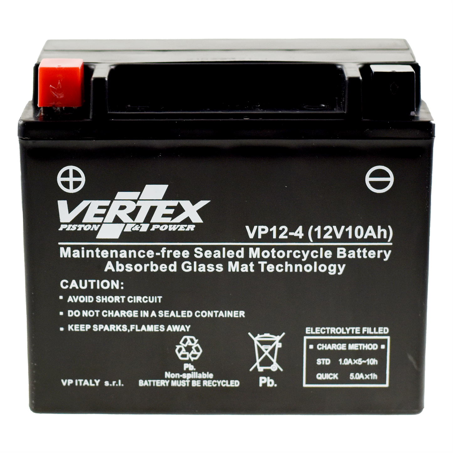 Vertex VP12-4 Battery replaces CTX12-BS (L:150 mm x W:87 mm x H:130 mm)