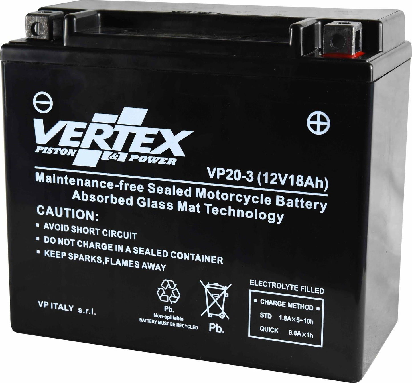 Vertex VP20-3 BATTERY 270CCA (L:176 mm x W:87 mm x H:156 mm)