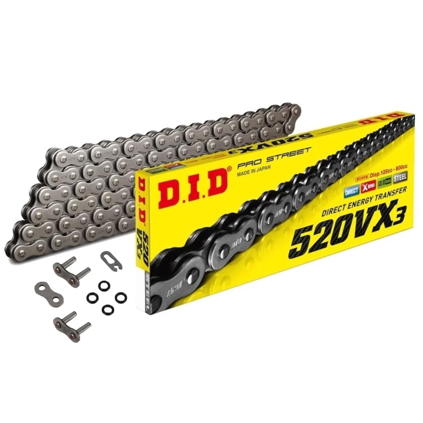 DID CHAIN 520VX3 X-RING 94L, DID520VX094, BLACK CHAIN LINKS, DID520VX3094