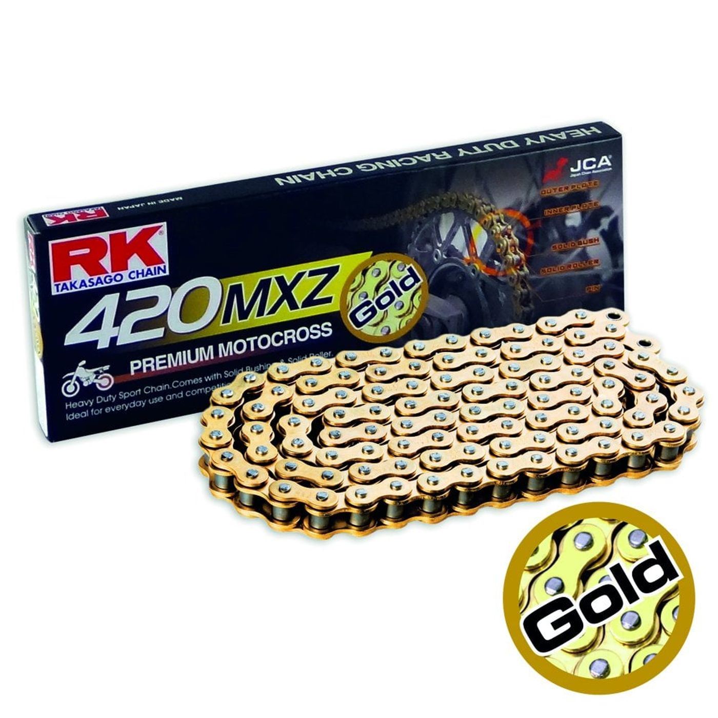 RK Chain Heavy Duty MXZ Premium Motocross Pro-MX Gold 420-134L (22.0KN)