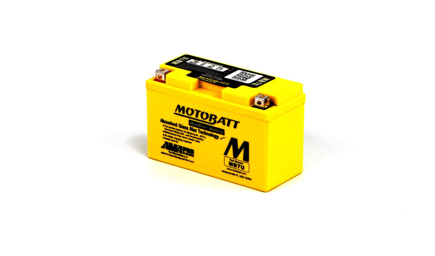 Motobatt Battery MB7U 12v 7.4Ah (20Hr) CCA:100A YT7BBS, YT7B4 L:151mm x H:94mm x W:65mm