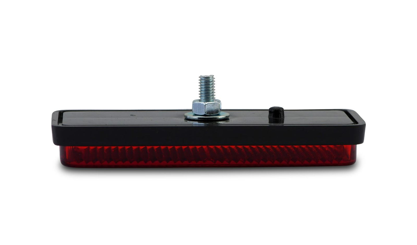 Reflector Red Rectangle Bolt-On Black Rim 85mm x 30mm