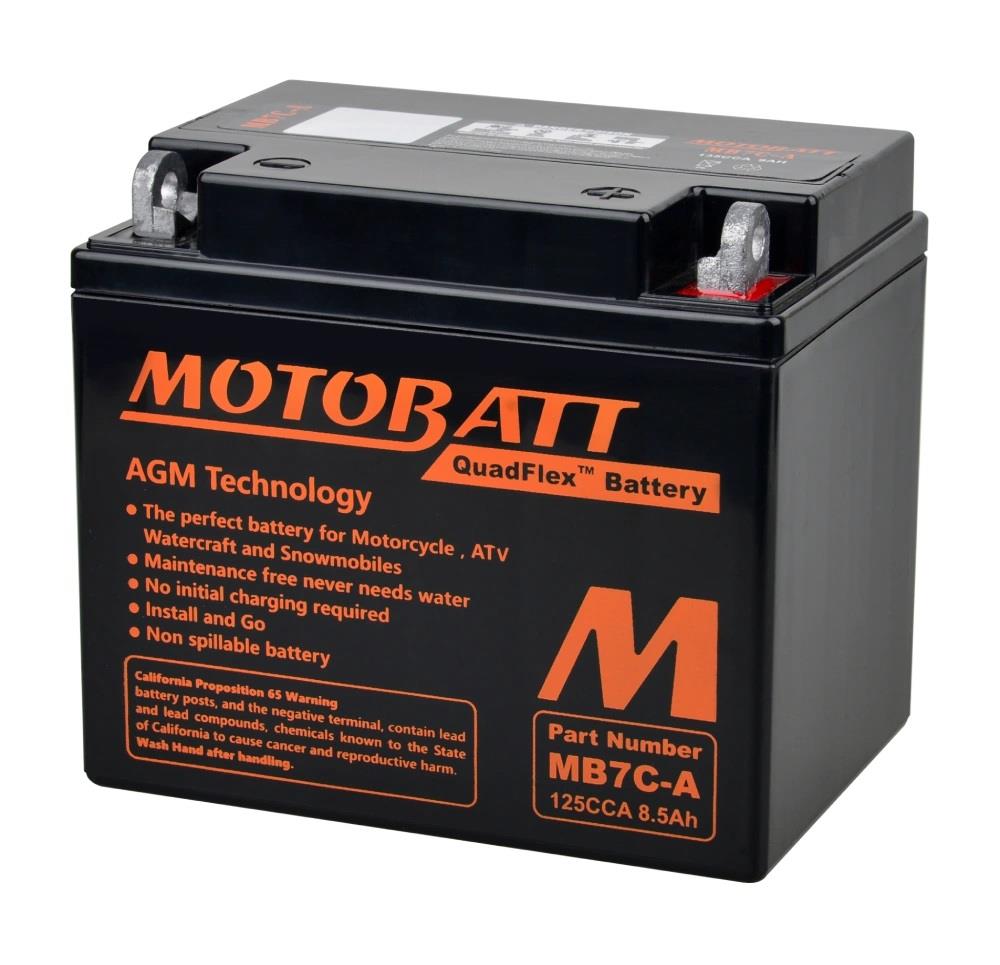 Motobatt Battery MB7C-A 12v 9.5Ah (20Hr) CCA:135A YB7C-A, YB7CZ-3D L:129mm x H:114mm x W:89mm