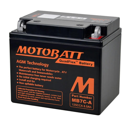 Motobatt Battery MB7C-A 12v 9.5Ah (20Hr) CCA:135A YB7C-A, YB7CZ-3D L:129mm x H:114mm x W:89mm