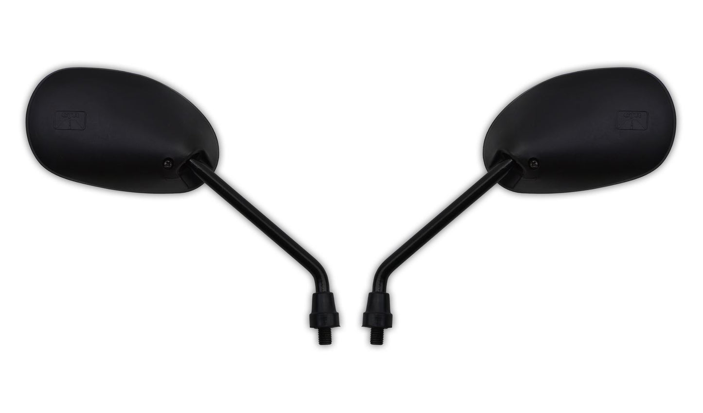 Mirrors Left & Right 10mm Black Rectangle Long Stem Replacement Mirrors for Yamaha YBR125 and Yamaha models with right hand side mirror using left hand thread