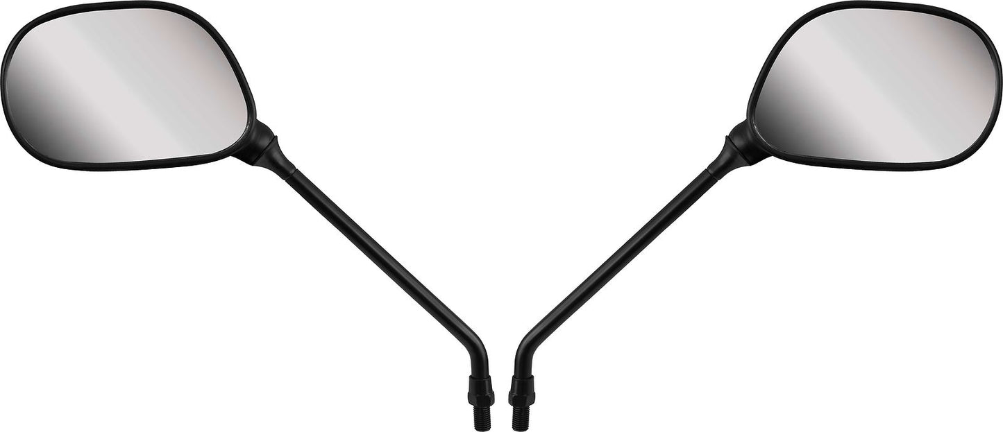 Mirrors 10mm Black Rectangle Left & Right Long Stem E-Marked 286110HL & 286110HR