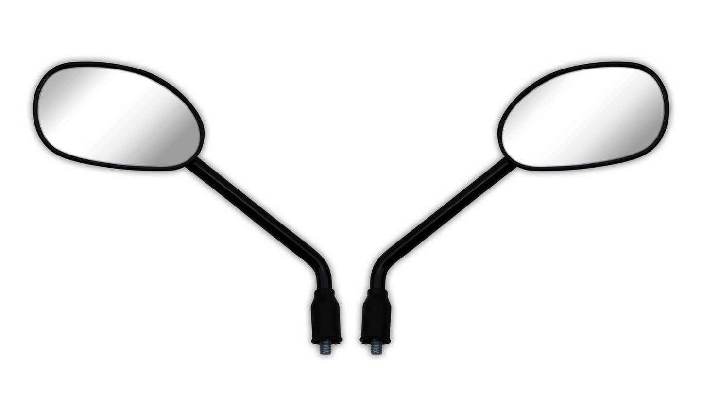 Mirrors Left & Right 10mm Black Rectangle for Honda CBF125 (Long Stem Replacement) OE Ref's. 88210-KWF-951 & 88220-KWF-951