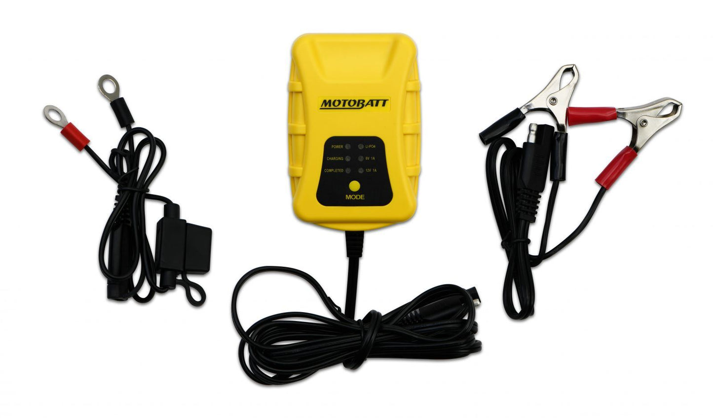 Motobatt PDCT1 6v & 12v Tech 1 Lead Acid & 12v Lithium Staged Charger 1.0A