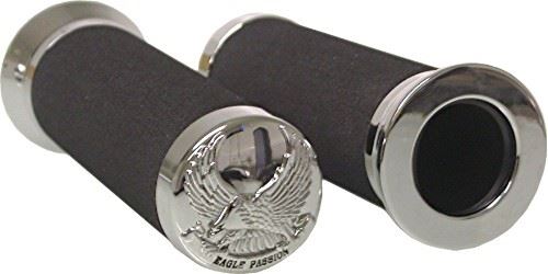 Grips Foam Black Chrome Ends with Eagle End Cap 7/8" Bars (Pair)