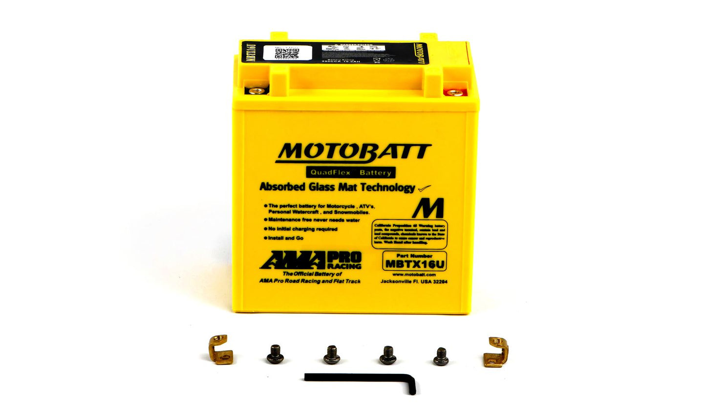 Motobatt Battery MBTX16U 12v 20.1Ah (20Hr) CCA:245A YTX16BS, YTX20CHBS L:151mm x H:161mm x W:87mm