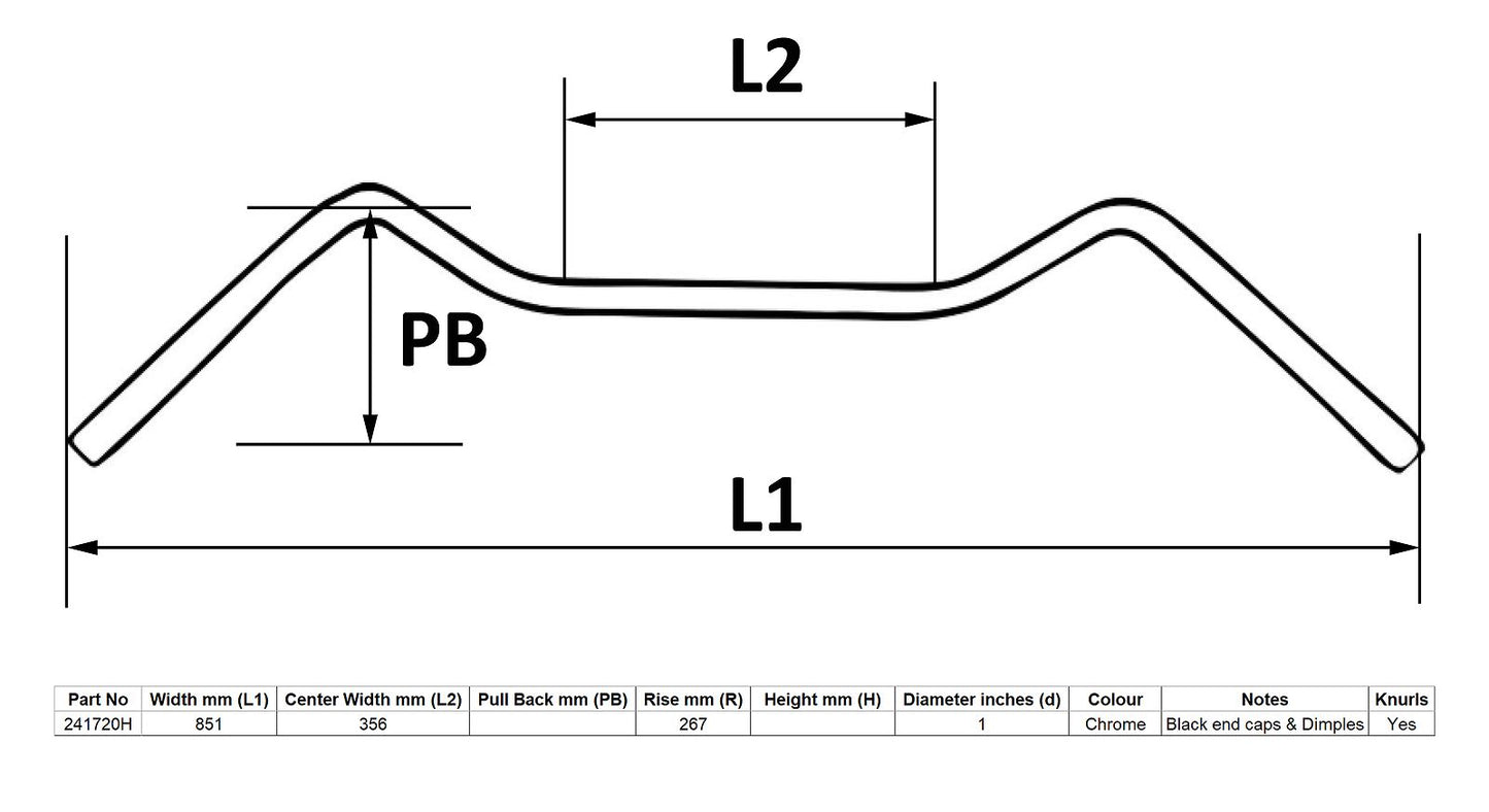 Handlebar 1'' Chrome Pullback 7'' Rise With Dimples