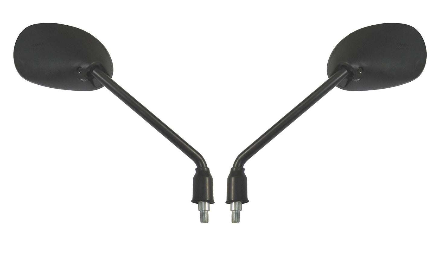 Mirrors Left & Right 10mm Black Rectangle for Honda CBF125 (Long Stem Replacement) OE Ref's. 88210-KWF-951 & 88220-KWF-951