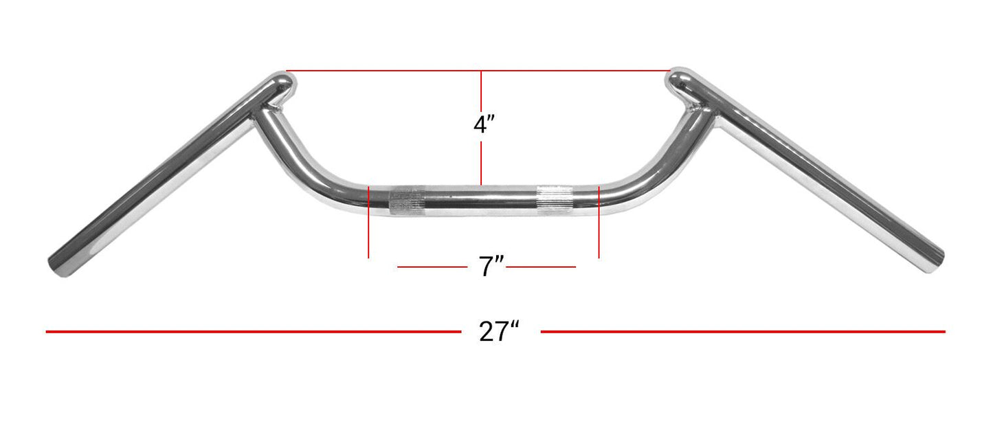 Handlebar 7/8'' Chrome Dropbar 7'' Centre & 27'' Long Cafe Racer