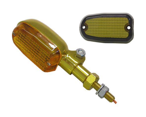 Complete Indicator Medium Aluminium Gold Long with Amber/Smoked Lens
