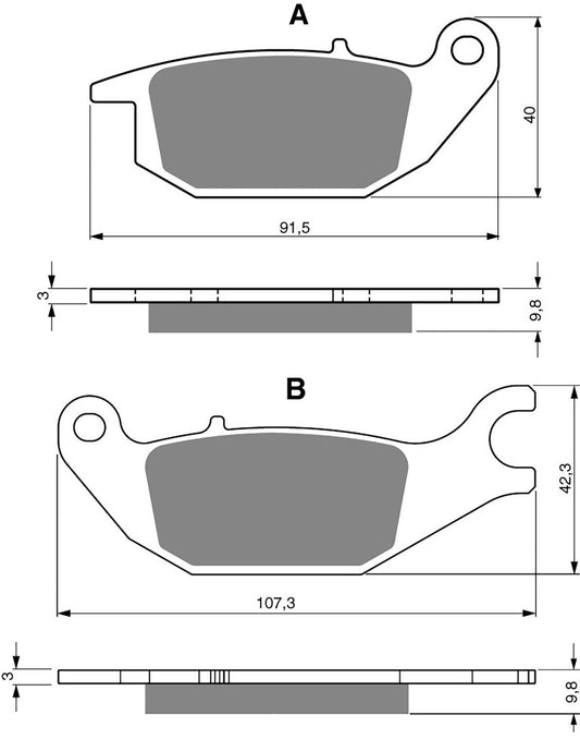 Goldfren Brake Pads AD221, FA343, SBS784, FDB2143, DP129 Honda CBR125R 04-