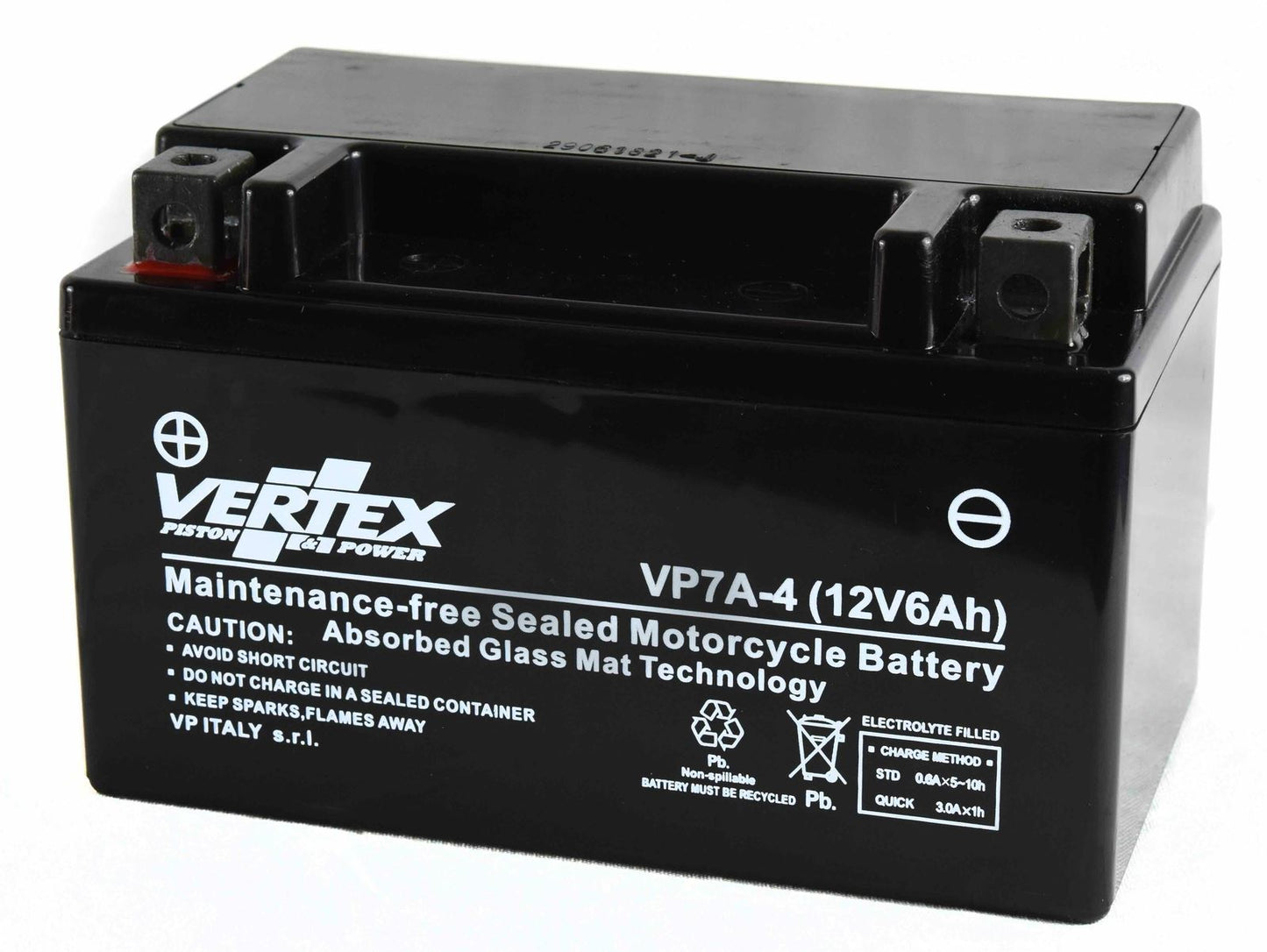 Vertex VP7A-4 Battery replaces CTX7A-BS (L:151 mm x W:87 mm x H:94 mm)