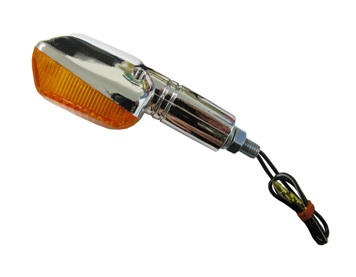 Complete Indicator Mini GSXR Style Chrome Long Stem with Amber Lens (Pair)