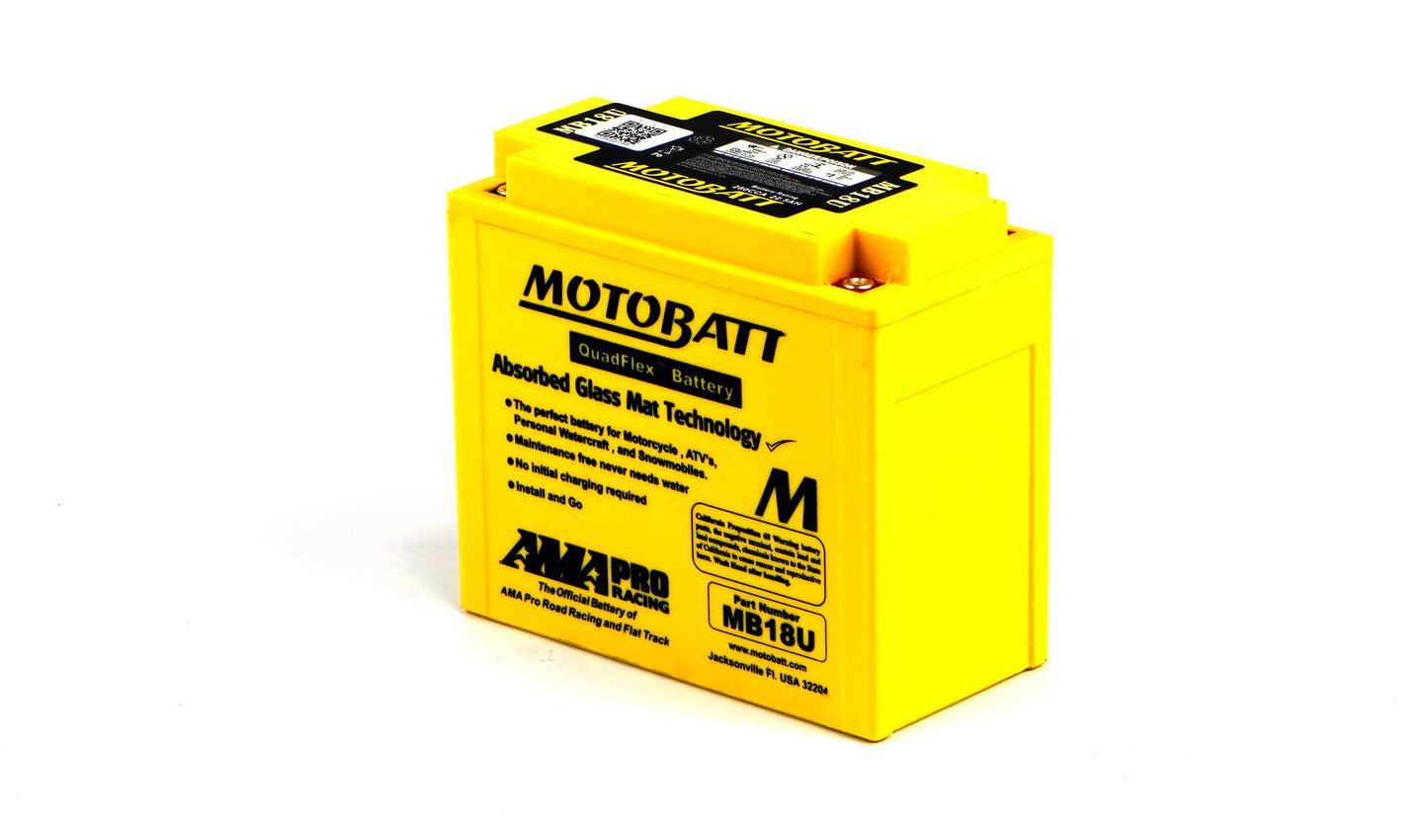 Motobatt Battery MB18U 12v 23.9Ah (20Hr) CCA:280A 51815, YB18A, YB18LA L:180mm x H:162mm x W:90mm