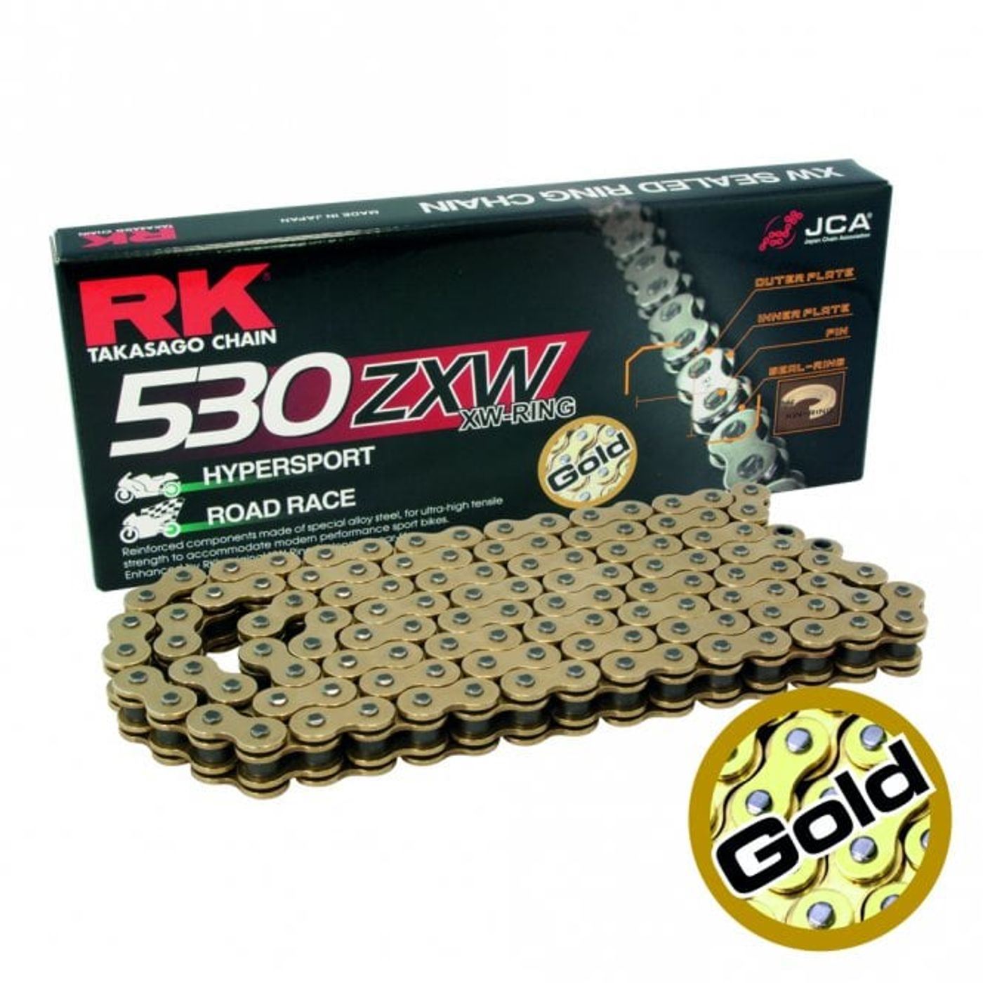 RK Chain Super Heavy Duty XW-Ring Gold ZXW 530-096L (49.8KN)