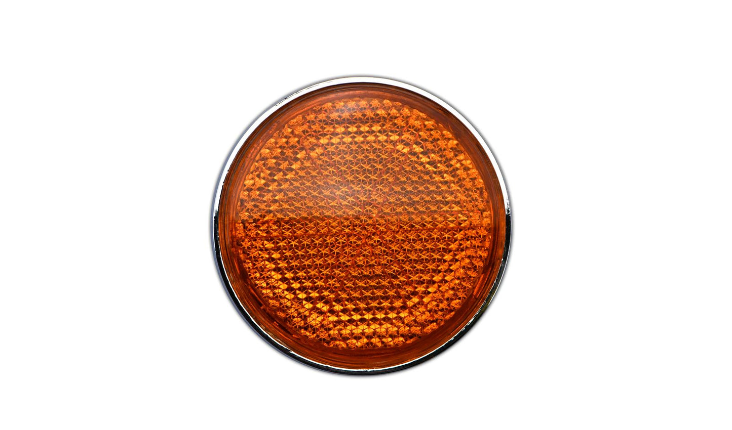 Reflector Orange Round Bolt-on Chrome Rim OD 60mm 6mm Bolt