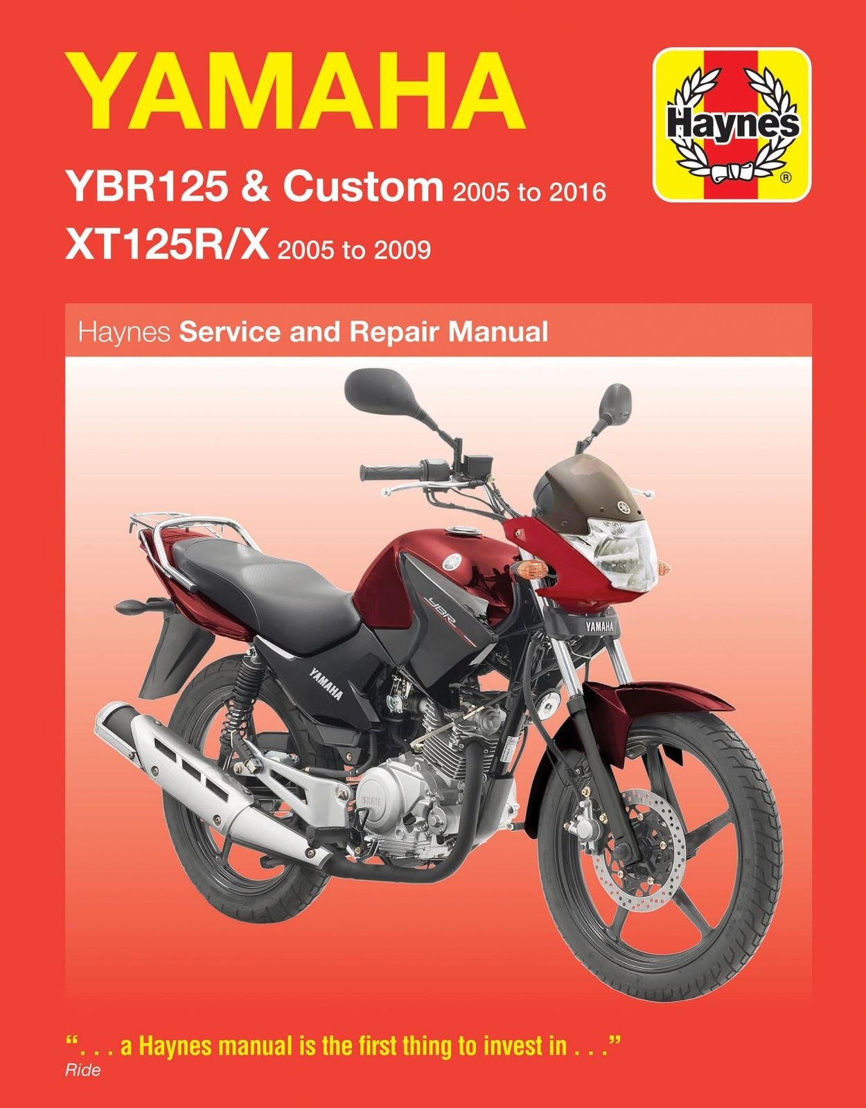Haynes Manual Yamaha YBR125 inc Custom 05-13, XT125R, XT125X 05-13