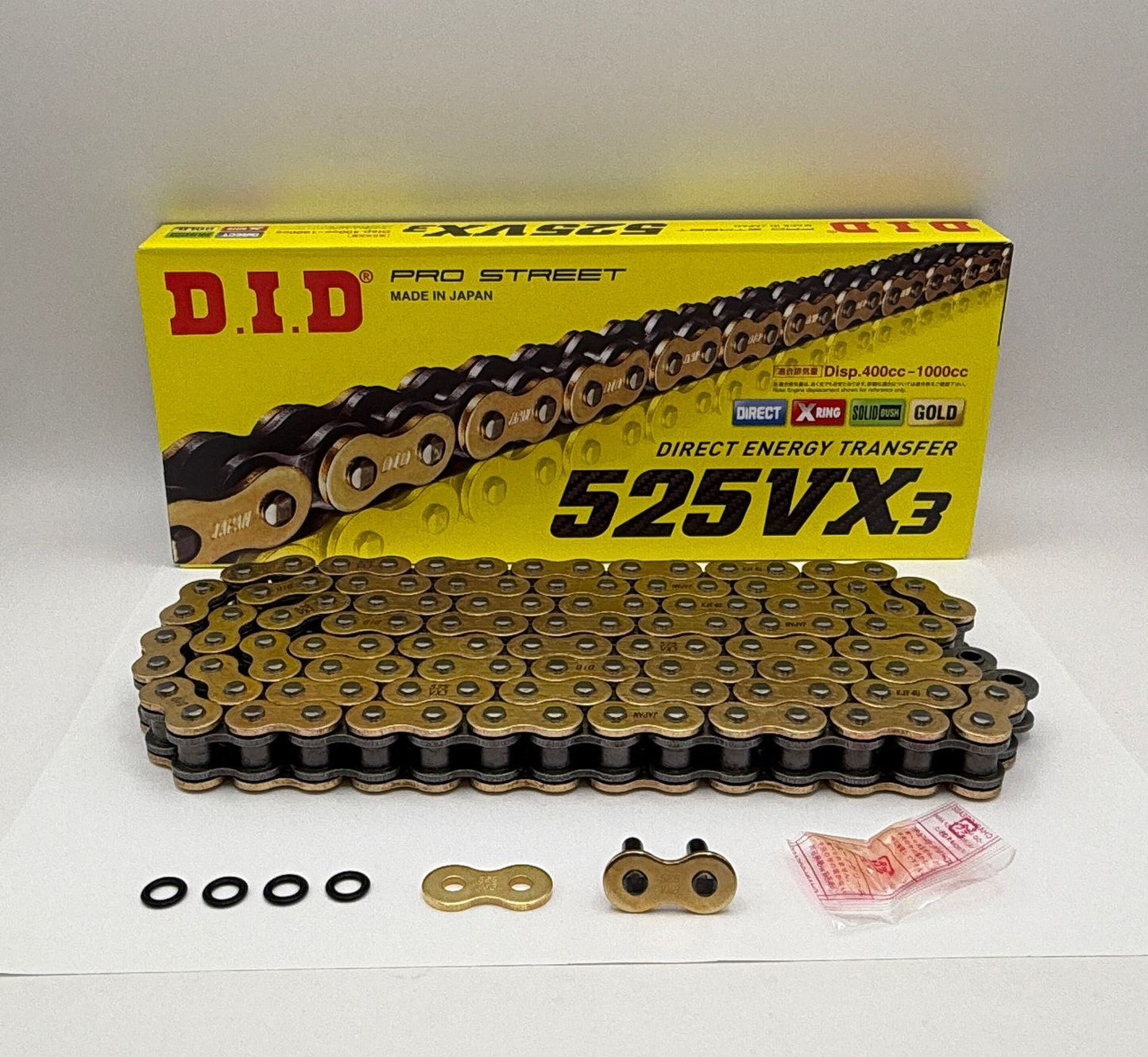 DID Chain Heavy Duty X-Ring Gold (G&B) VX3 525-116L (44.4KN) (ZJ Rivet Link)