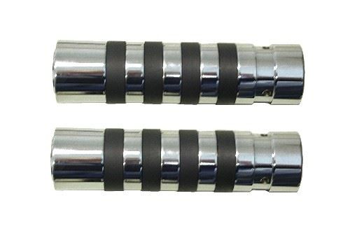 Grip Set Chrome Aluminum with Rubber Band 7/8" Handlebar (Pair)