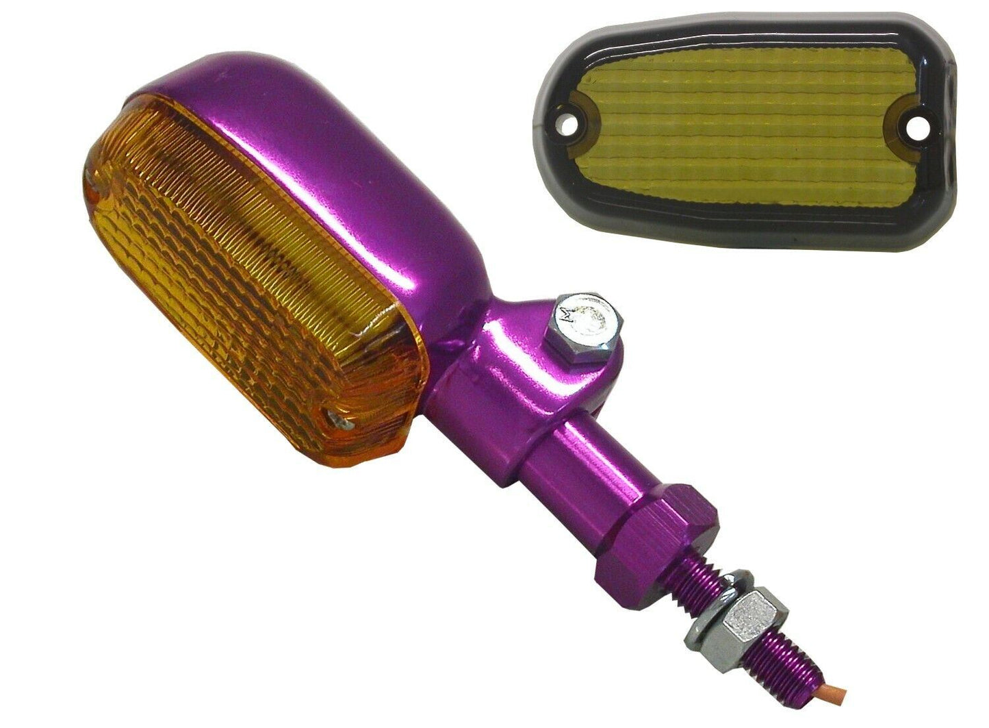 Complete Indicator Medium Aluminium Purple Long with Amber/Smoked Lens