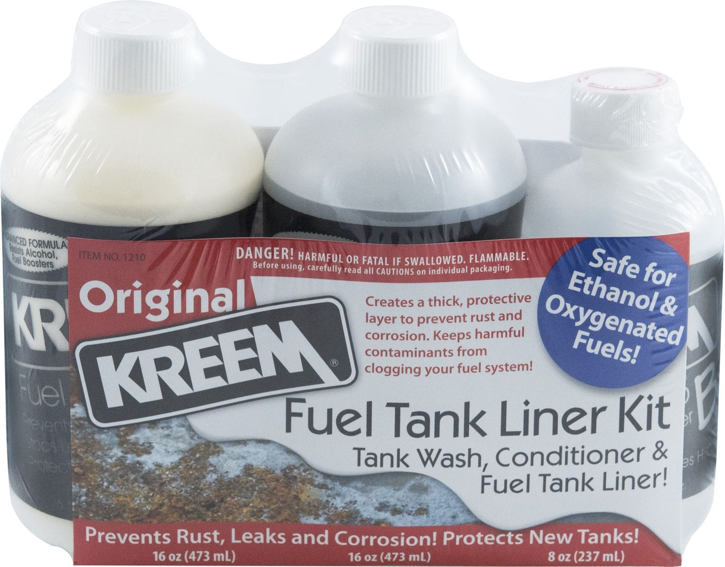 Kreem 3 Stage Fuel Tank Liner Kit, Removes Rust, Preps Tank & Protects with Elastomer