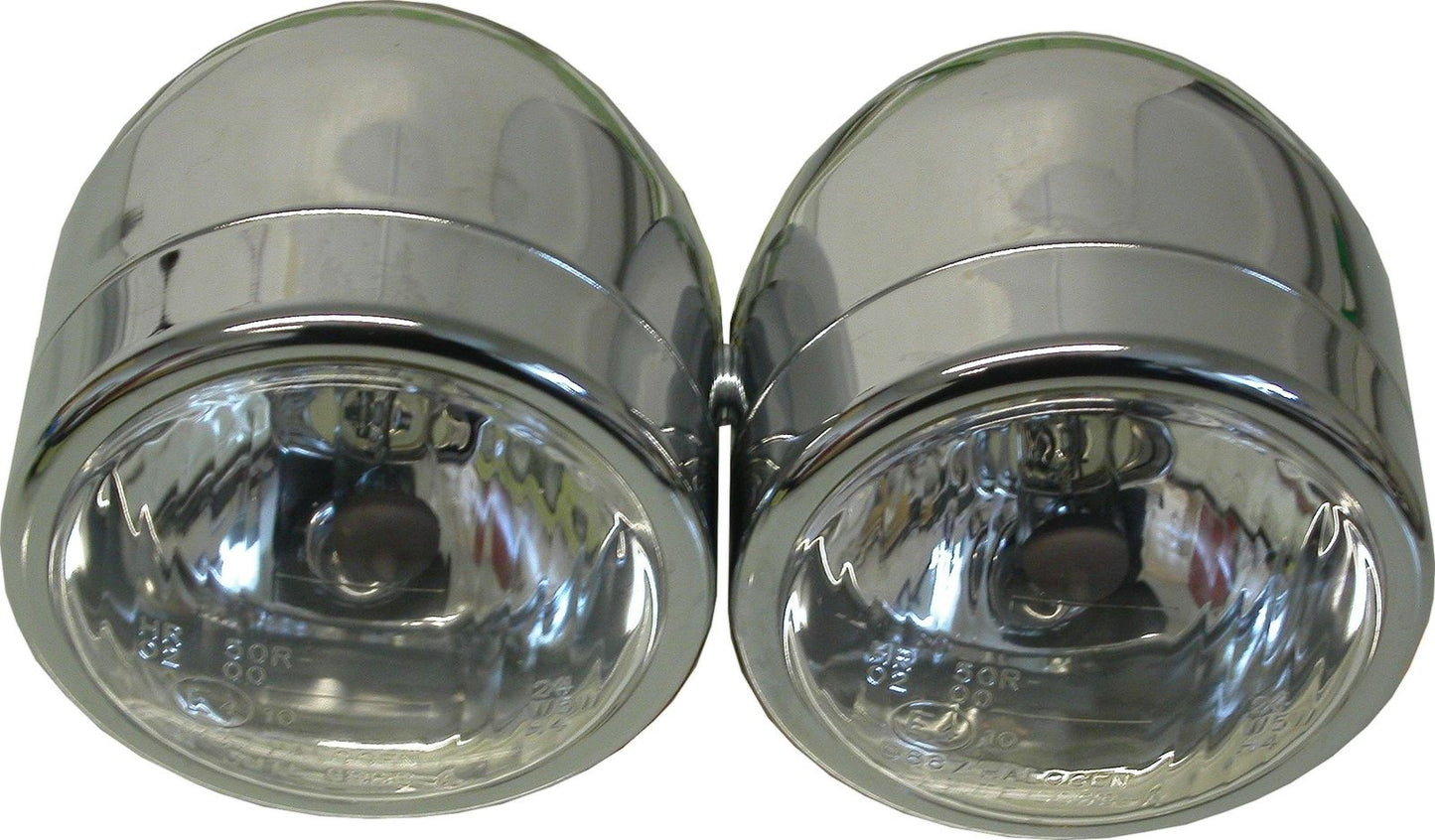 Headlight Complete Chrome Twin 4.5"Side Mount(E Marked) (Pair)