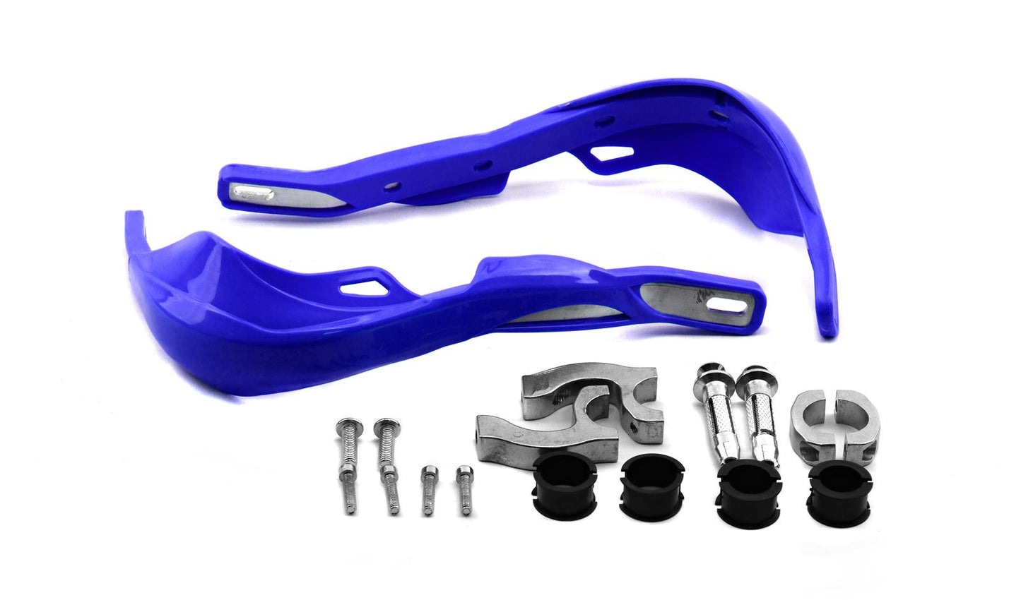 Handguards Wrap Around Blue With Alloy Reinforcement Bar & Full Fitting Kit