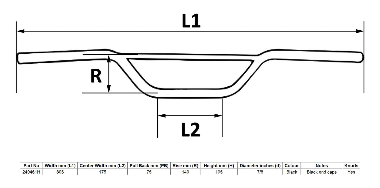Handlebar 7/8'' Black Trail 4.50'' Rise